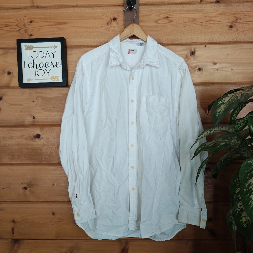 Vintage Levi's Red-Tab Jeans Twill Button Down Shirt 90s Y2K WPL-423 White Sz M